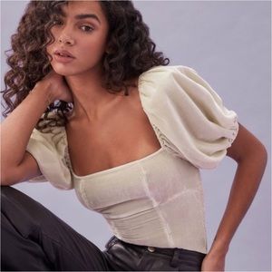 Reformation Luka Velvet Puff Sleeve Top